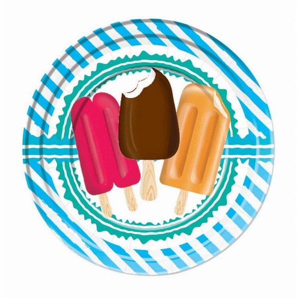 Forum Novelties Rubies  9 in. Popsicle Party Lunch Plate, 8PK - 641739
