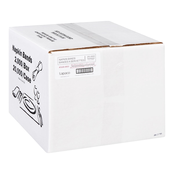 Lapaco Lapaco 1.5'' By 4.25'' Burgundy Napkin Band, PK2000 - 320-003