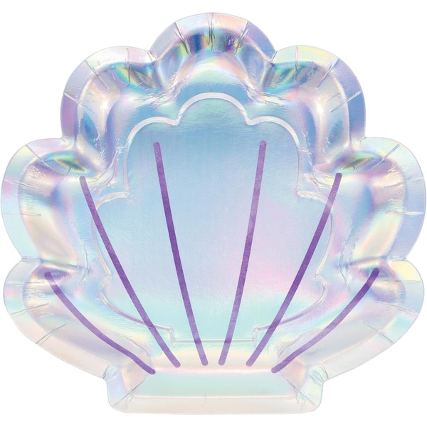 Omg Iridescent Mermaid Party Shaped Paper Plates, 8PK - OM1574711