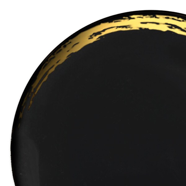 Smarty Had A Party 10.25" Black with Gold Moonlight Round Disposable Plastic Dinner Plates (120 Plates), 120PK - 960BG-CASE