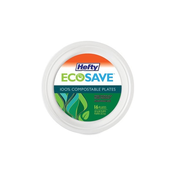 Reynolds Hefty, Super Strong Paper Dinnerware, 6 3/4in Plate, Bagasse, 30PK - D77300PK