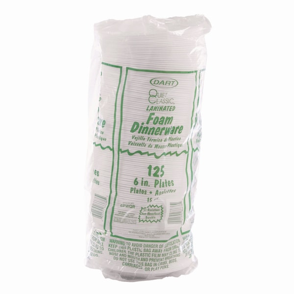 Solo Plate, 6", Foam, White, PK125 - DCC 6PWQR