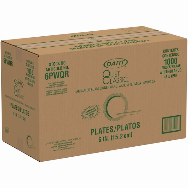 Solo Plate, 6", Foam, White, PK125 - DCC 6PWQR