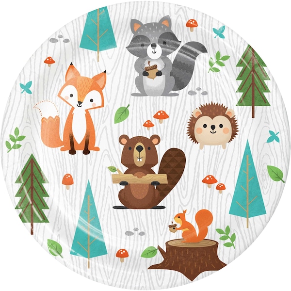 Creative Converting Wild One Woodland Animals Dessert Plates, 7", 96PK - 343950