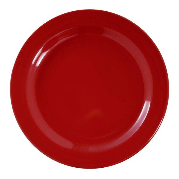 Smarty Had A Party 10.25" Solid Red Holiday Round Disposable Plastic Dinner Plates (120 Plates), 120PK - 110R-CASE