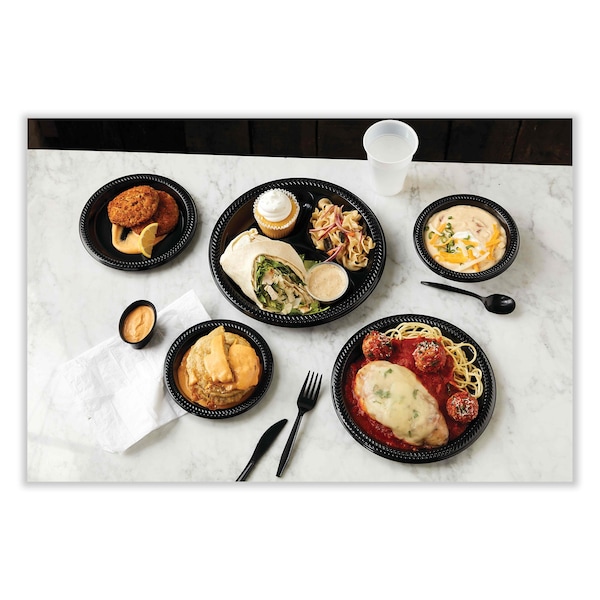 Pactiv Evergreen Meadoware Impact Plastic Dinnerware, Plate, 6 in. dia, Black, 1000PK - YMI6E