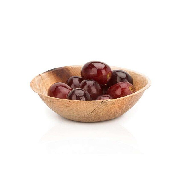 Smarty Had A Party 2.5 oz. Round Palm Leaf Eco Friendly Mini Disposable Sauce Bowls (100 Bowls), 100PK - 4673R-CASE
