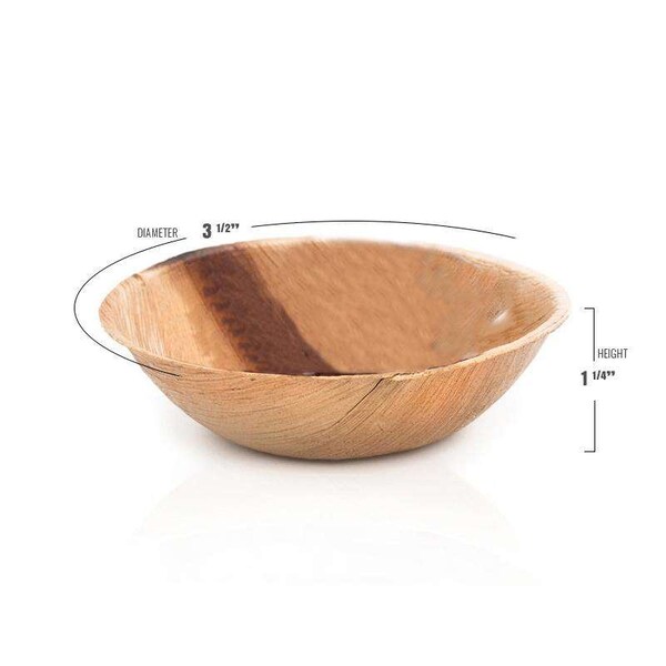 Smarty Had A Party 2.5 oz. Round Palm Leaf Eco Friendly Mini Disposable Sauce Bowls (100 Bowls), 100PK - 4673R-CASE