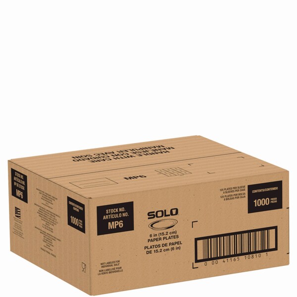 Solo Compostable Paper Dinnerware, ProPlanet Seal, Plate, 6 dia, White, 1000PK - MP6-PLANET