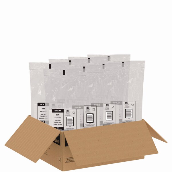 Solo Compostable Paper Dinnerware, ProPlanet Seal, Plate, 6 dia, White, 1000PK - MP6-PLANET
