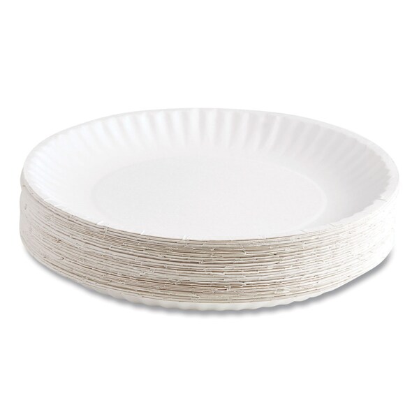 Perk Economy Paper Plates, 9in dia, White, 100PK - PK56516/53196