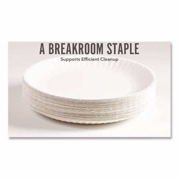 Perk Economy Paper Plates, 9in dia, White, 100PK - PK56516/53196