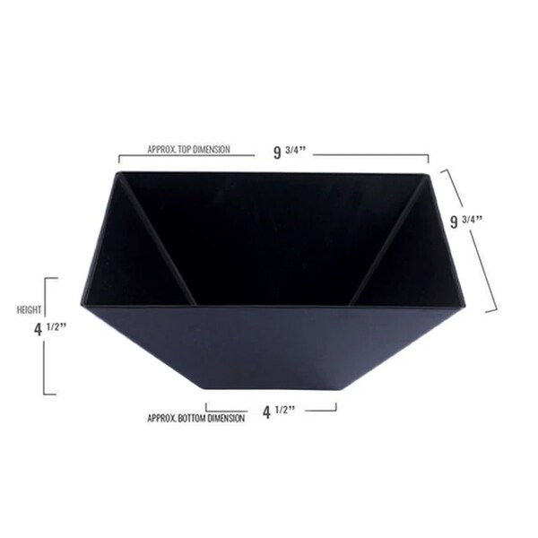 Smarty Had A Party 3 qt. Black Square Plastic Serving Bowls (24 Bowls), 24PK - 6907-CASE