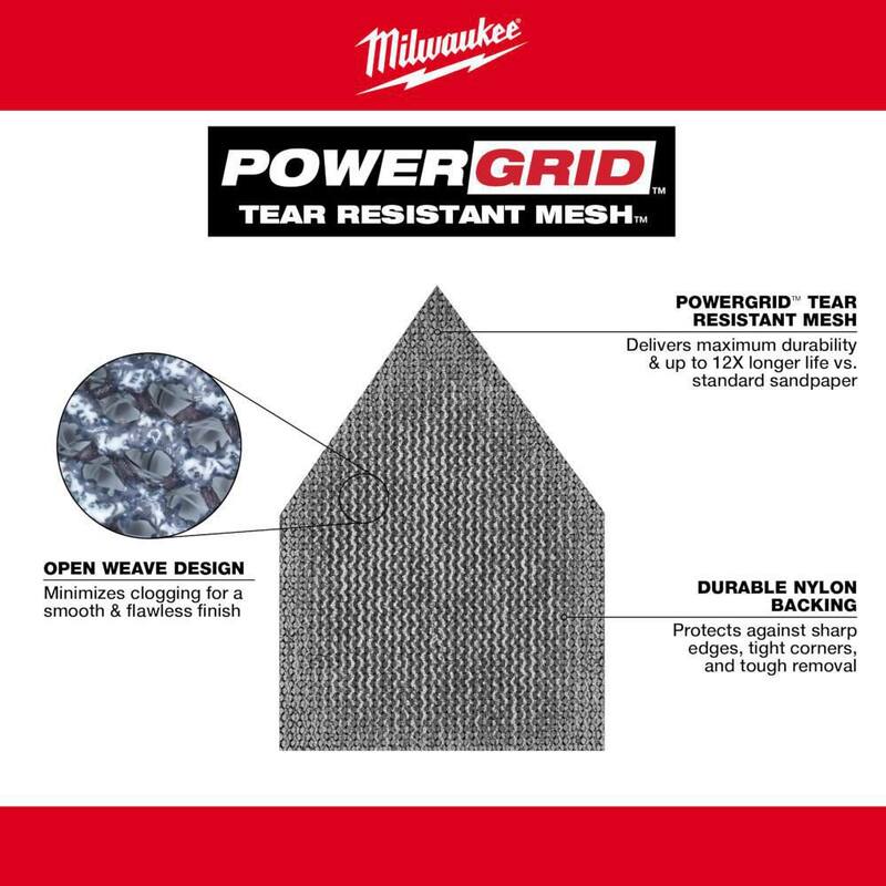 Juego de hojas de lijado de malla de 3-3/4 pulg. Milwaukee para M12 FUEL Lijadora Orbital de Detalle (paquete de 12) - 48-80-5405