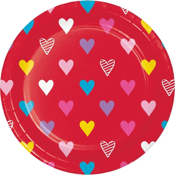 Omg Valentines Symbols Luncheon Round Paper Plate - OM3520798