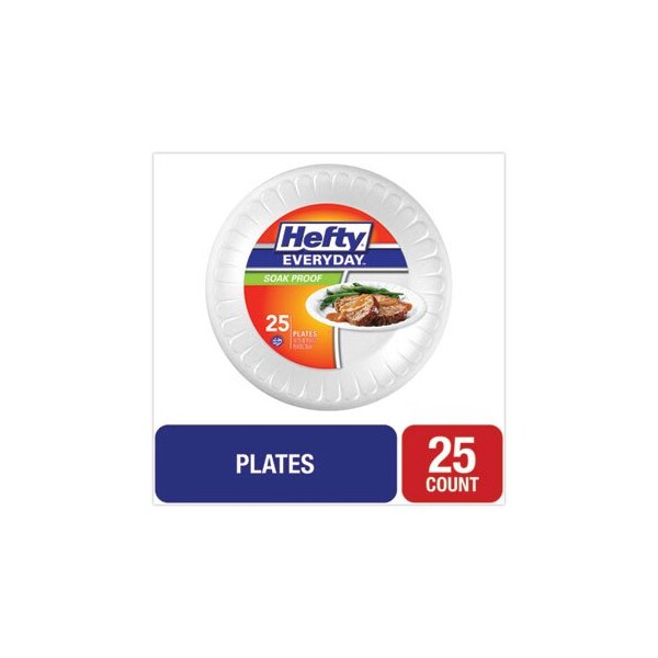 Reynolds Consumer Products Hefty, Soak Proof Tableware, Foam Plates, 10 1/4in Dia, White, 28PK - D21029