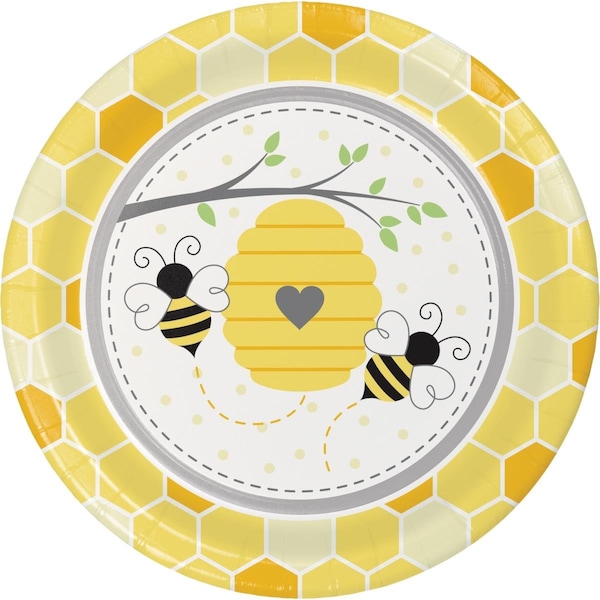 Omg Bumblebee Baby Shower Paper Plates, 8PK - OM1640886