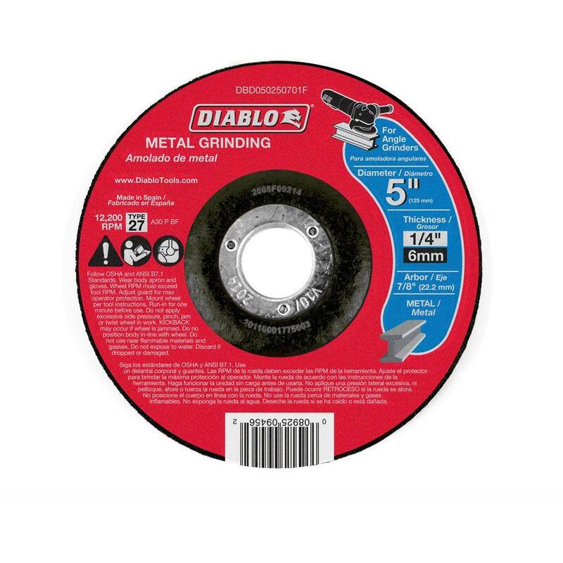 DIABLO Disco de Desbaste de Metal de 5 pulgadas x 1/4 pulgada x 7/8 pulgadas con Centro Deprimido Tipo 27 - DBD050250701F