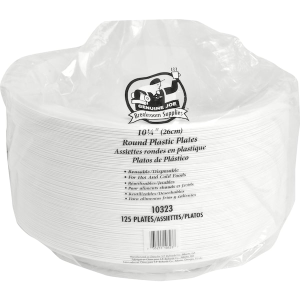 Genuine Joe Plastic Plates10-1/4" Dia, PK125 - GJO10323CT