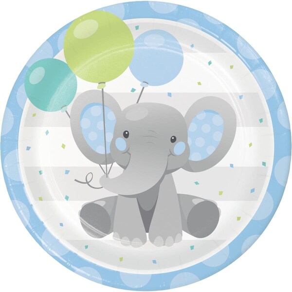 Omg 9 in. Enchanting Elephants Boy Dinner Plates, 96PK - OM3526879