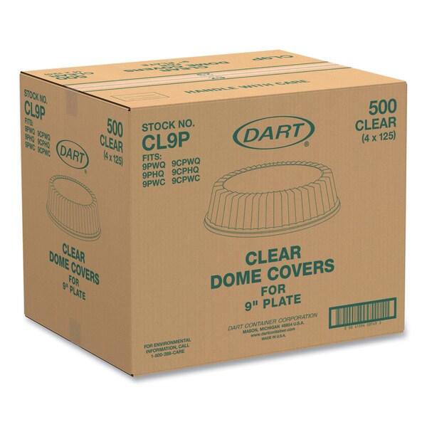 Dart Dome Covers for Dinnerware, For 9 in. Foam Plates, Clear, Plastic, 500PK - CL9P