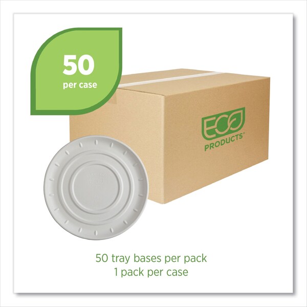 Eco-Products Vanguard Molded Fiber Pizza Tray, 14in Diameter, White, Sugarcane, 50PK - EP-SCPTR14NFA