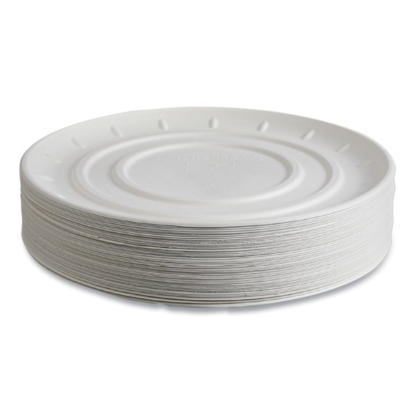 Eco-Products Vanguard Molded Fiber Pizza Tray, 14in Diameter, White, Sugarcane, 50PK - EP-SCPTR14NFA