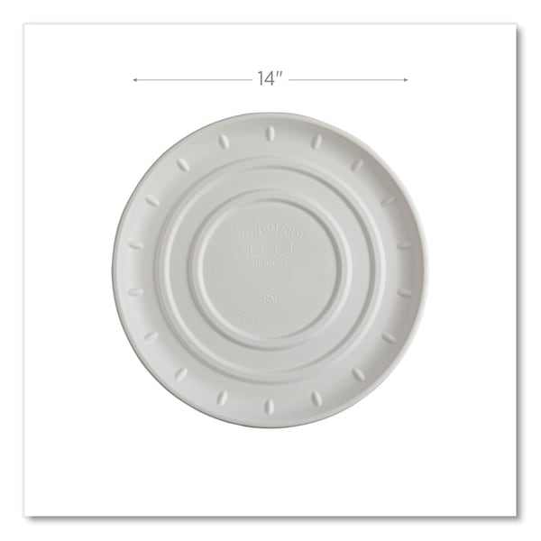 Eco-Products Vanguard Molded Fiber Pizza Tray, 14in Diameter, White, Sugarcane, 50PK - EP-SCPTR14NFA