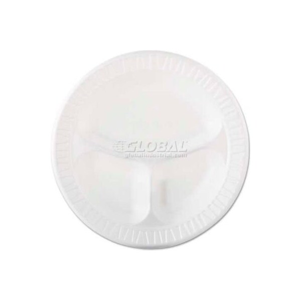 Dart Dart 10CPWQR, 3-Comp Laminated Foam Plates, 10 1/4" Dia., White, 500/Carton - 10CPWQR