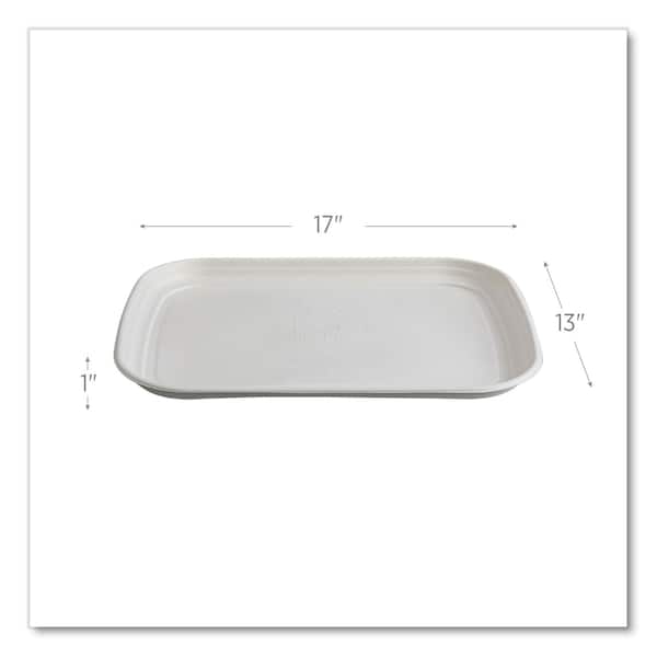Eco-Products Regalia Renewable and Compostable Sugarcane Tray, 13 x 17 x 1.3, White, PK100 - EP-SCTR1317