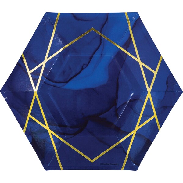 Creative Converting Navy Blue and Gold Foil Dessert Plates, 8", 96PK - 343979