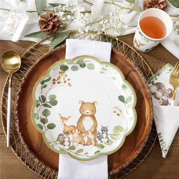 Kate Aspen Kate Aspen 28524NA 9.0 x 9.0 x 0.6 in. Woodland Baby Premium Paper Plates - Set of 16 - 28524NA