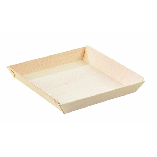 Packnwood Samurai Square Wooden Dish, 100PK - 210SAMBQ1313