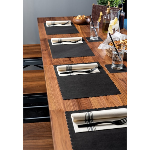 Hoffmaster 10" x 14" Scalloped Black Paper Placemats, PK1000 - 310551