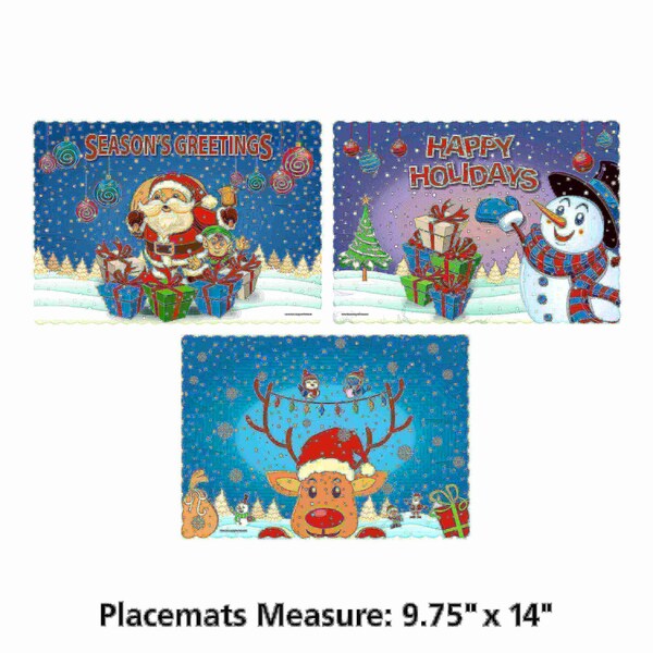 Hoffmaster 9.75" x 14" Winter Wonderland Multipack Paper Placemats PK 1000 - 702093