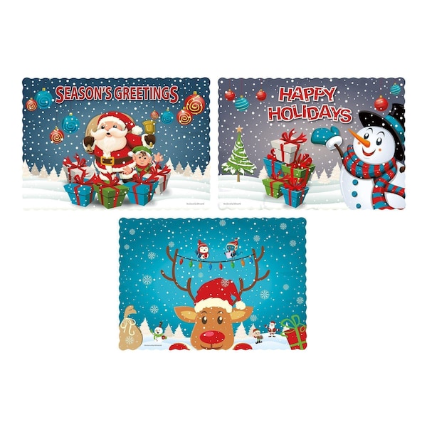 Hoffmaster 9.75" x 14" Winter Wonderland Multipack Paper Placemats PK 1000 - 702093