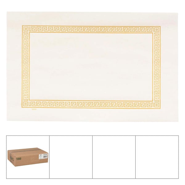 Lapaco Lapaco 9" By 13.5" Econo Greek Key Straight Edge Gold Placemat, PK1000 - 304-005
