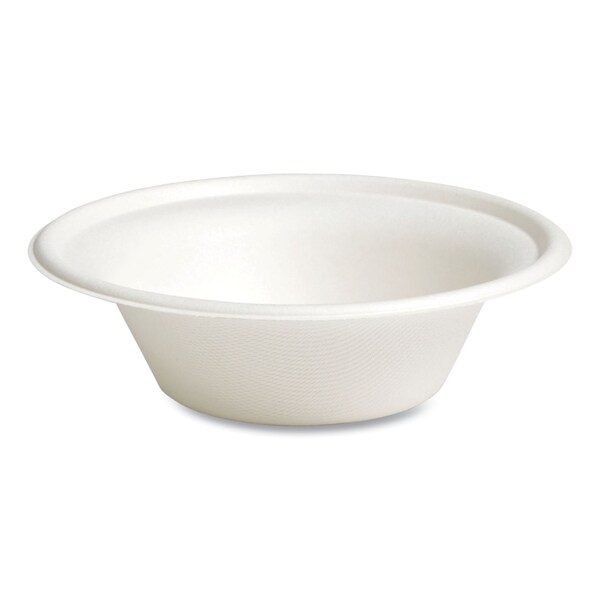 Perk PFAS-Free Compostable Bagasse Bowls, Sugarcane, 12 oz, White, 125PK - PK61285