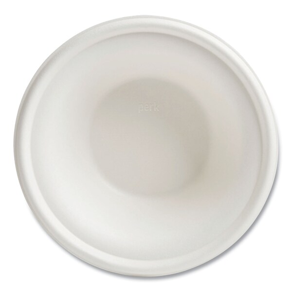 Perk PFAS-Free Compostable Bagasse Bowls, Sugarcane, 12 oz, White, 125PK - PK61285