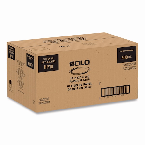 Solo Compostable Paper Dinnerware, ProPlanet Seal, Plate, 10in dia, White, 500PK - HP10W