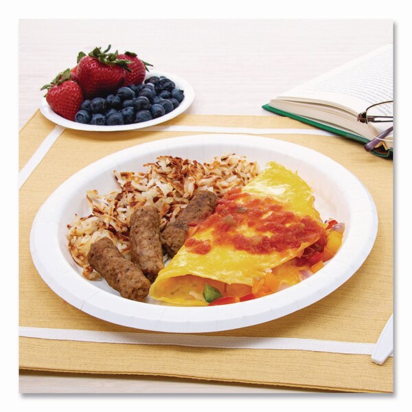 Solo Compostable Paper Dinnerware, ProPlanet Seal, Plate, 10in dia, White, 500PK - HP10W