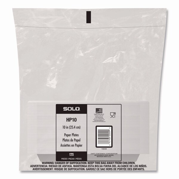 Solo Compostable Paper Dinnerware, ProPlanet Seal, Plate, 10in dia, White, 500PK - HP10W