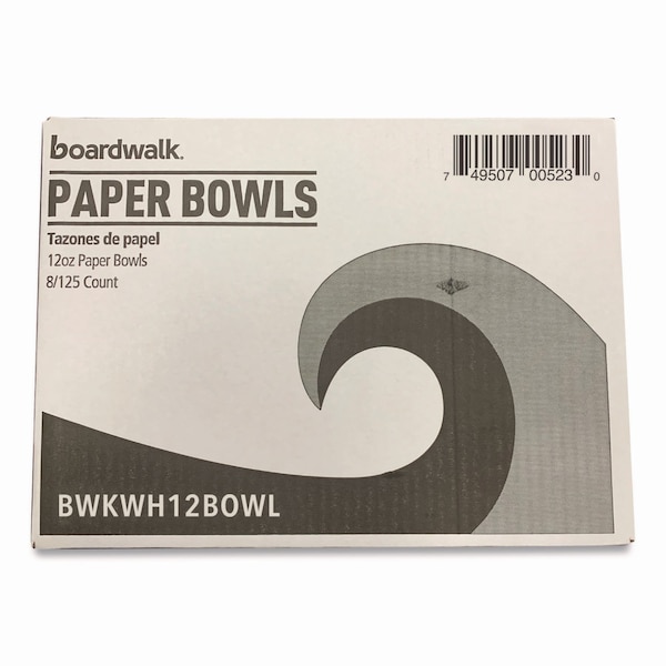 Boardwalk Paper Dinnerware, Bowl, 12 oz, White, PK1000 - CB12B1008125A