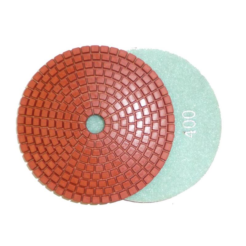 4 almohadillas de pulido húmedo de diamante JHX de 4 pulgadas para granito/concreto (juego de 7) con soporte trasero semirígido de 4 pulgadas - JHXR205SET8