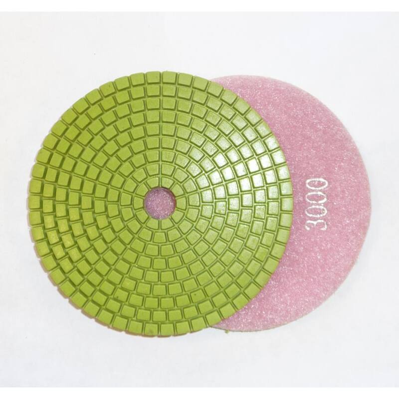 4 almohadillas de pulido húmedo de diamante JHX de 4 pulgadas para granito/concreto (juego de 7) con soporte trasero semirígido de 4 pulgadas - JHXR205SET8