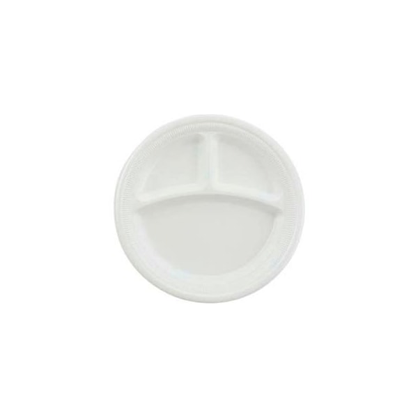 Lagasse Dart SCCRS9CYW, 3-Comp Laminated Foam Plates, 9" Dia., White, 500/Carton - SCC RS9CYW