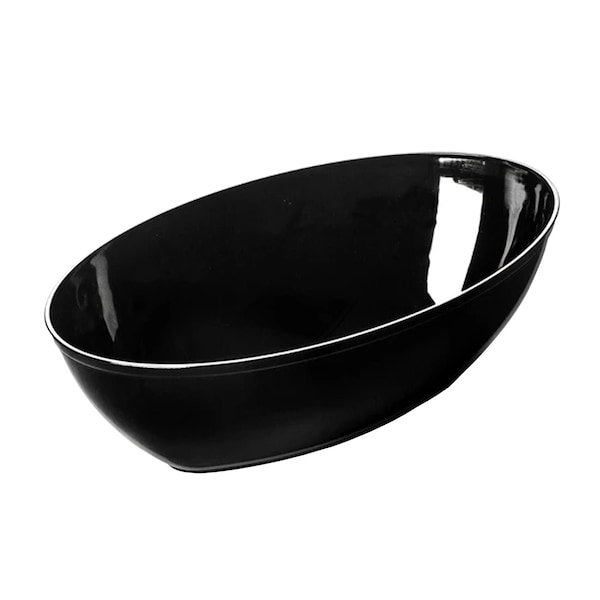 Smarty Had A Party 2 qt. Black Oval Plastic Serving Bowls (24 Bowls), 24PK - 6902-CASE