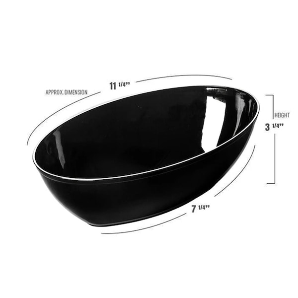 Smarty Had A Party 2 qt. Black Oval Plastic Serving Bowls (24 Bowls), 24PK - 6902-CASE
