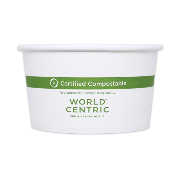 World Centric Paper Bowls, 4.5 dia x 2.5, 12 oz, White, PK500 - BOPA12