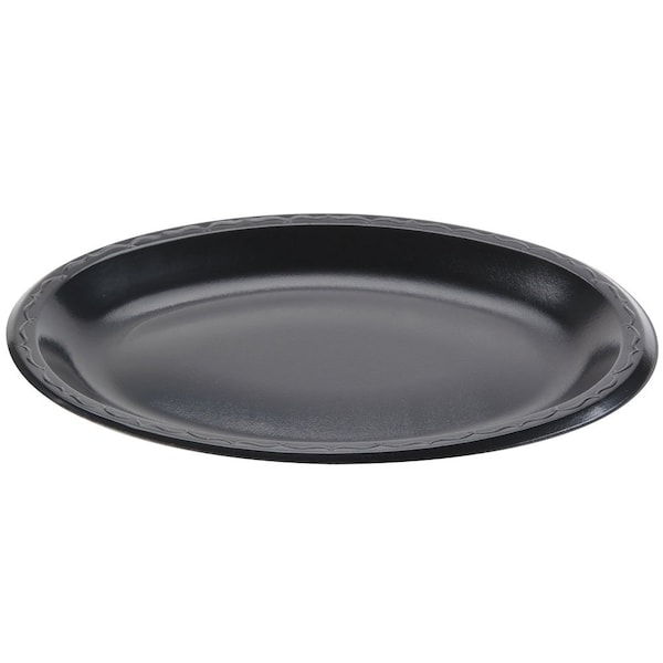Genpak Elite 8.5x11.5 Black Oval Platter Laminated Foam, 5PK - LAM11-3L